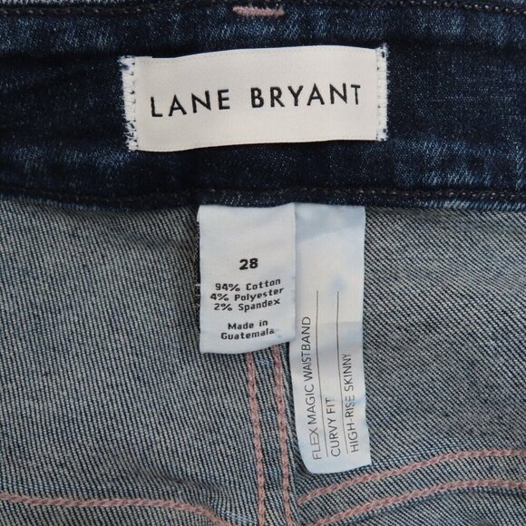 Lane Bryant Plus Size 28 Curvy Fit High Rise Skinny Distressed Dark Denim Jeans - Picture 9 of 13